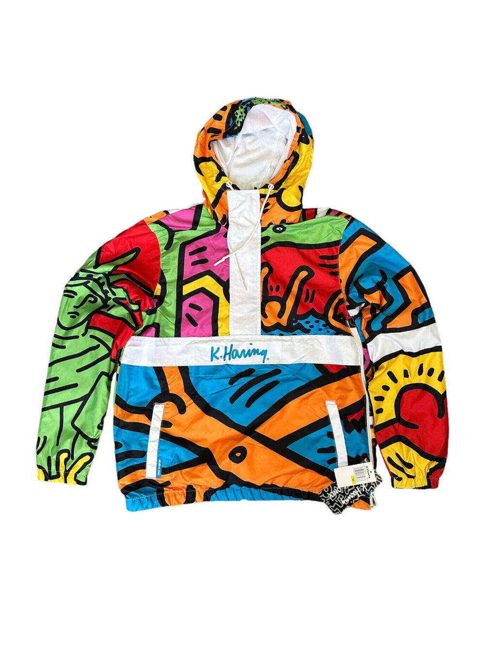 Members Only Keith Haring Windbreaker Jacket Multicolor Men’s Size Medium New